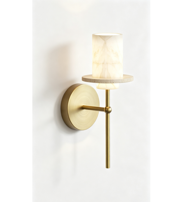 Настенный светильник Delight Collection 26533W Brass / White Alabaster / Travertine