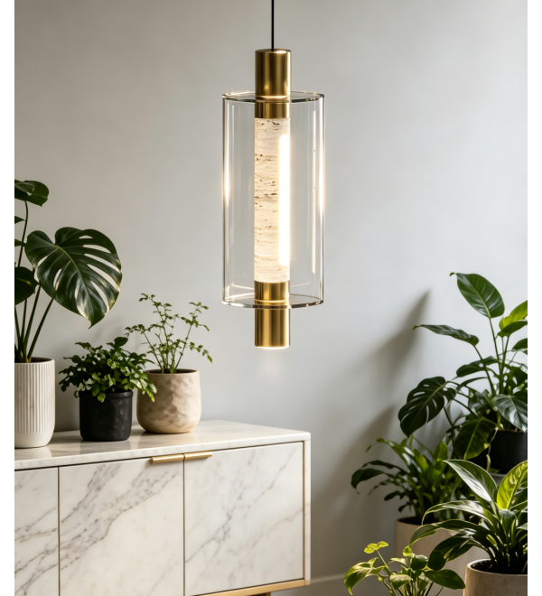 Подвесной светильник Delight Collection 26509P/1 Brass / Travertine