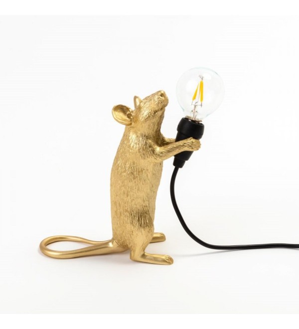 Настольная лампа Seletti Mouse Lamp Standing GOLD USB