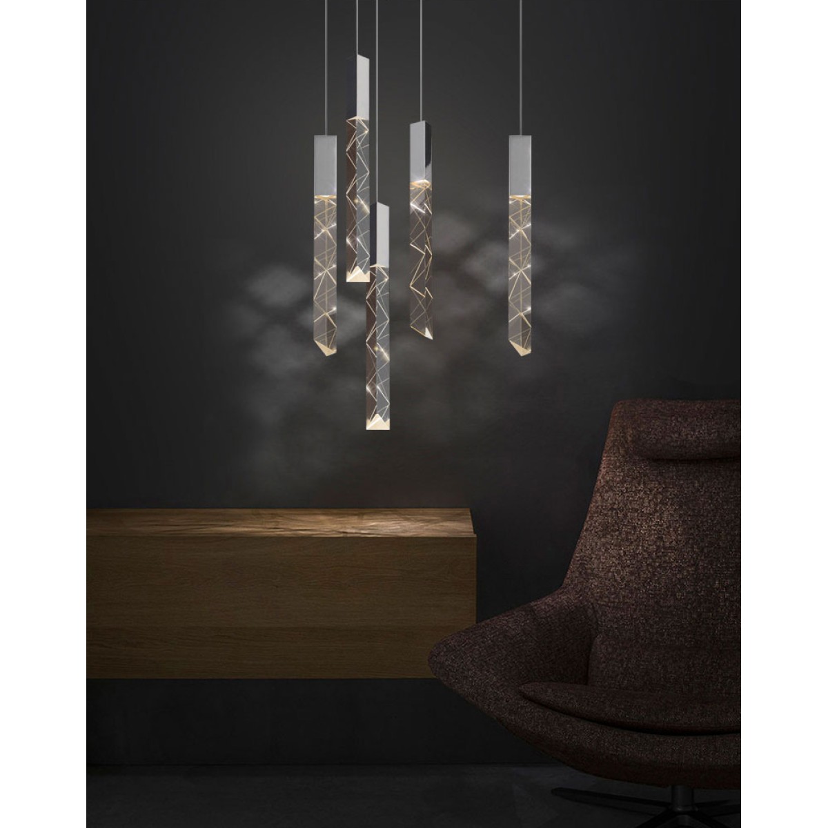 Подвесной светильник Delight Collection Trinity 5 chrome
