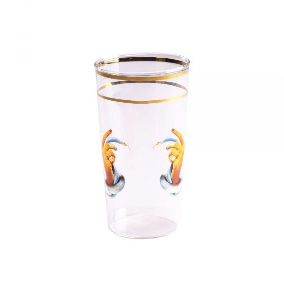 Стакан Seletti Toiletpaper Glass Hands with snakes (прозрачный, золотой)