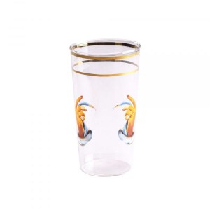 Стакан Seletti Toiletpaper Glass Hands with snakes (прозрачный, золотой)