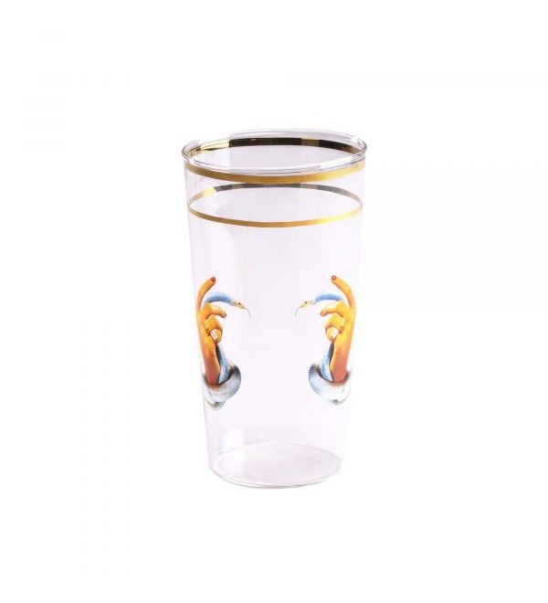 Стакан Seletti Toiletpaper Glass Hands with snakes (прозрачный, золотой)