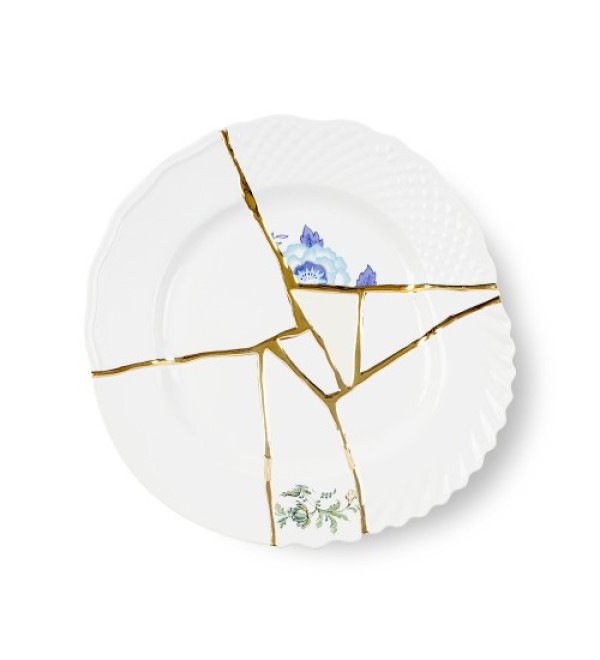 Тарелка Seletti Kintsugi (белый, золотой, арт. 09613)