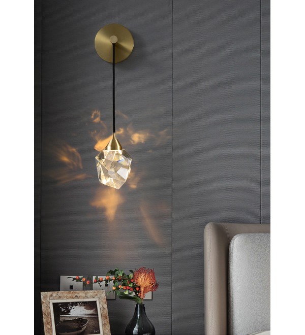 Настенный светильник Delight Collection Crystal rock II 9701W brass/clear