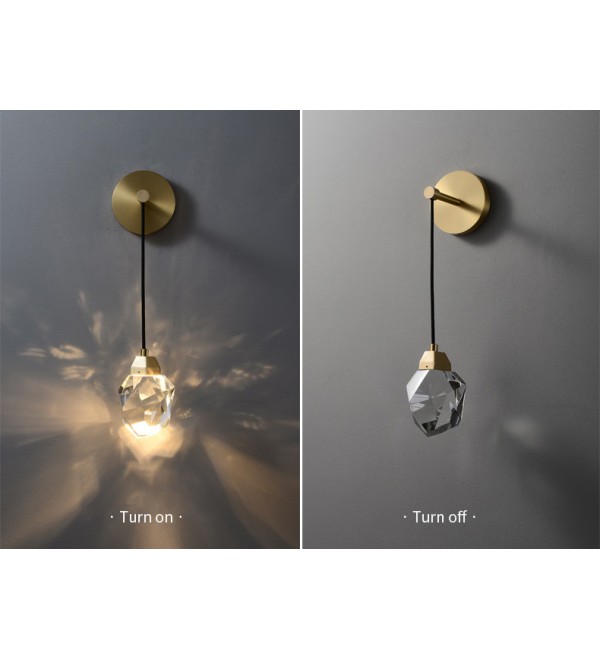Настенный светильник Delight Collection Crystal rock II 9701W brass/clear