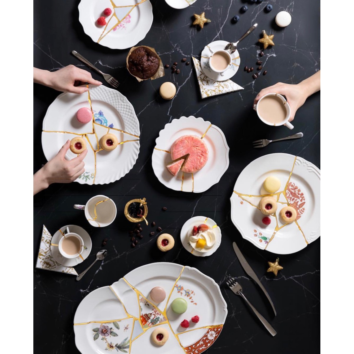 Стакан Seletti Kintsugi (белый, золотой, арт. 09658)