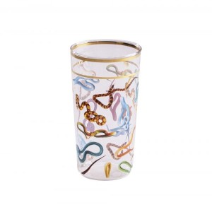 Стакан Seletti Toiletpaper Glass Snakes (прозрачный, золотой)