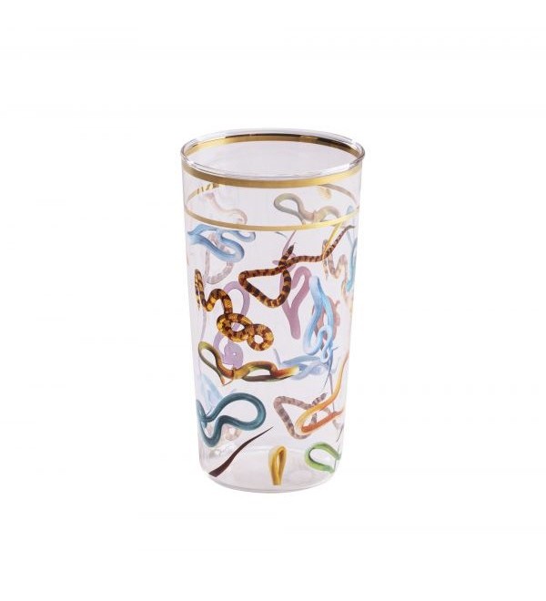 Стакан Seletti Toiletpaper Glass Snakes (прозрачный, золотой)