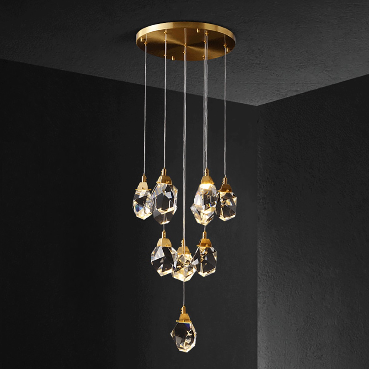 Подвесной светильник Delight Collection Crystal rock 11 gold