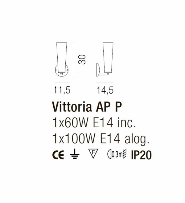 Настенный светильник Vistosi AP VITTORIA BC NI
