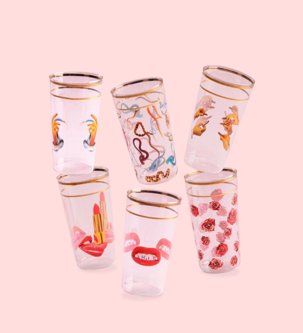 Стакан Seletti Toiletpaper Glass Snakes (прозрачный, золотой)
