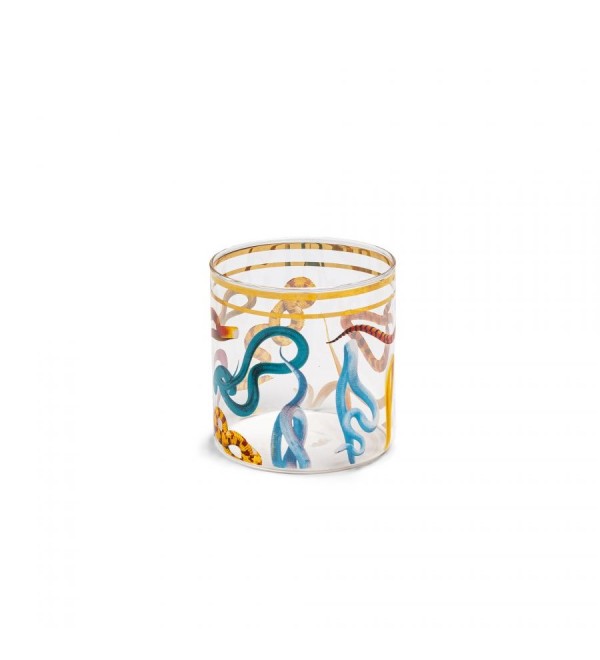 Стакан Seletti Toiletpaper Glass Snakes (прозрачный, золотой, арт. 15983)