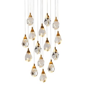 Подвесной светильник Delight Collection Crystal rock II 9701P/15R brass