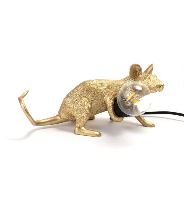 Настольная лампа Seletti Mouse Lamp Lyie Down Gold USB