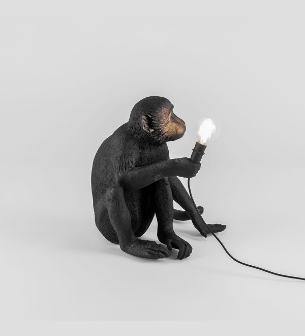 Настольная лампа Seletti Monkey Lamp Sitting (черный)
