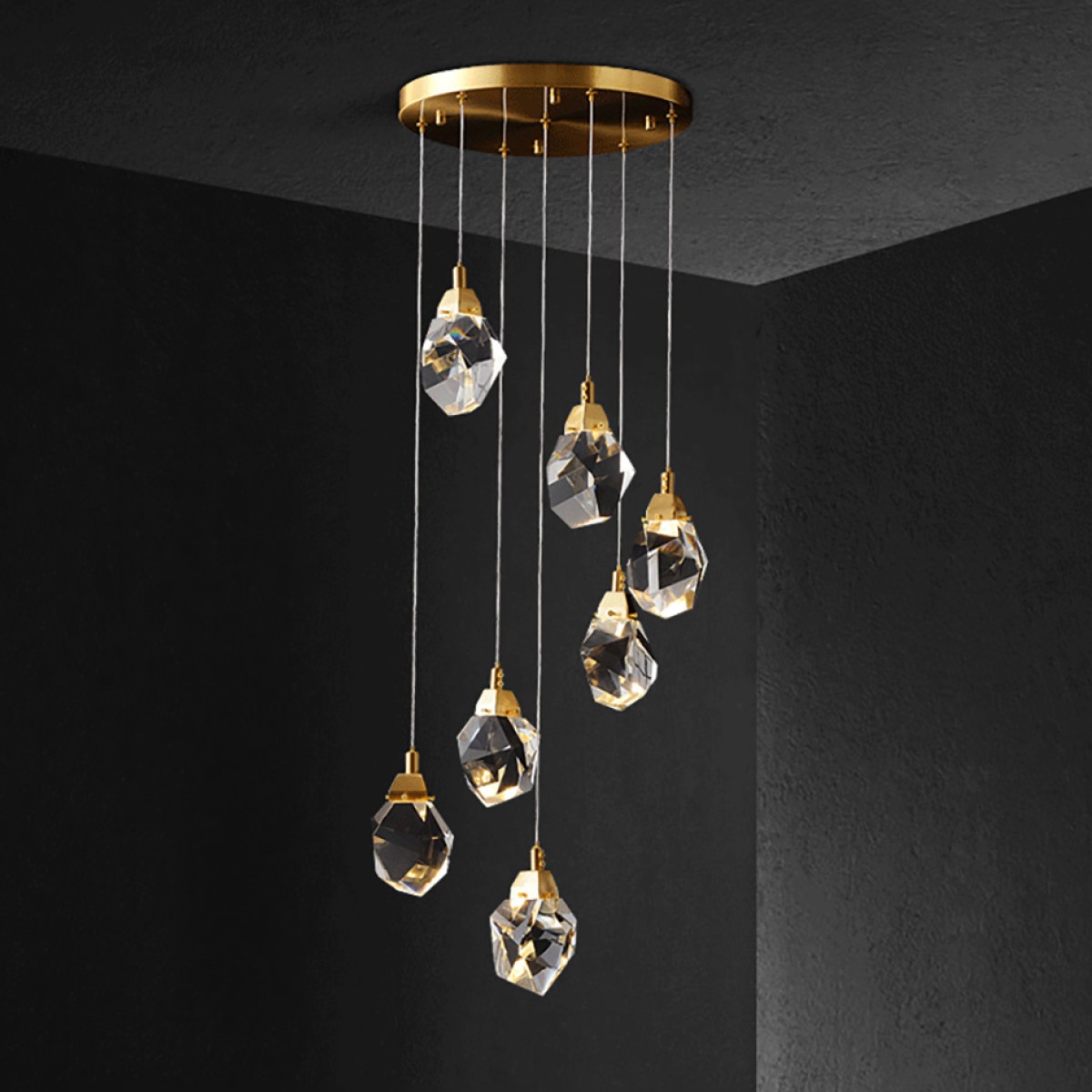 Подвесной светильник Delight Collection Crystal rock 7 gold