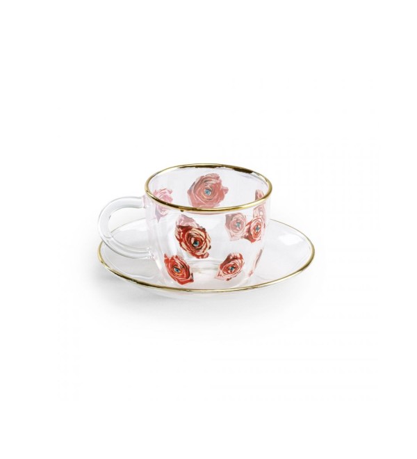 Кофейная пара Seletti Toiletpaper Glass Roses