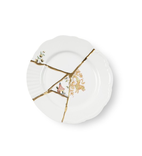 Десертная тарелка Seletti Kintsugi (белый, золотой, арт. 09602)