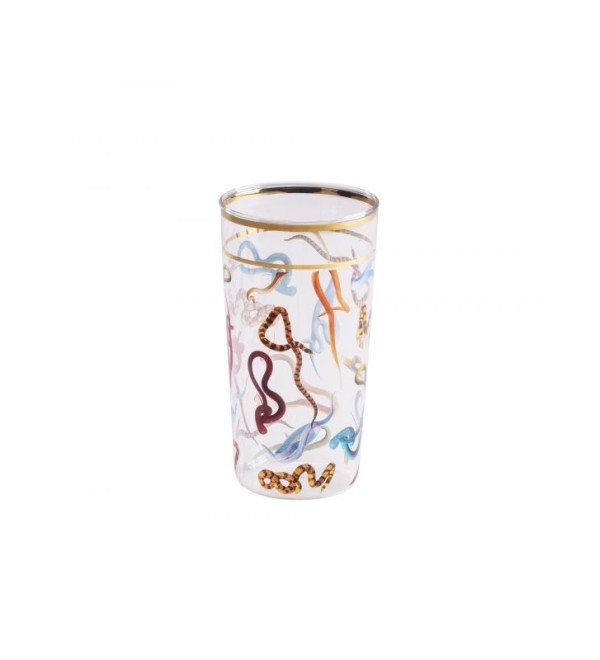 Стакан Seletti Toiletpaper Glass Snakes (прозрачный, золотой)
