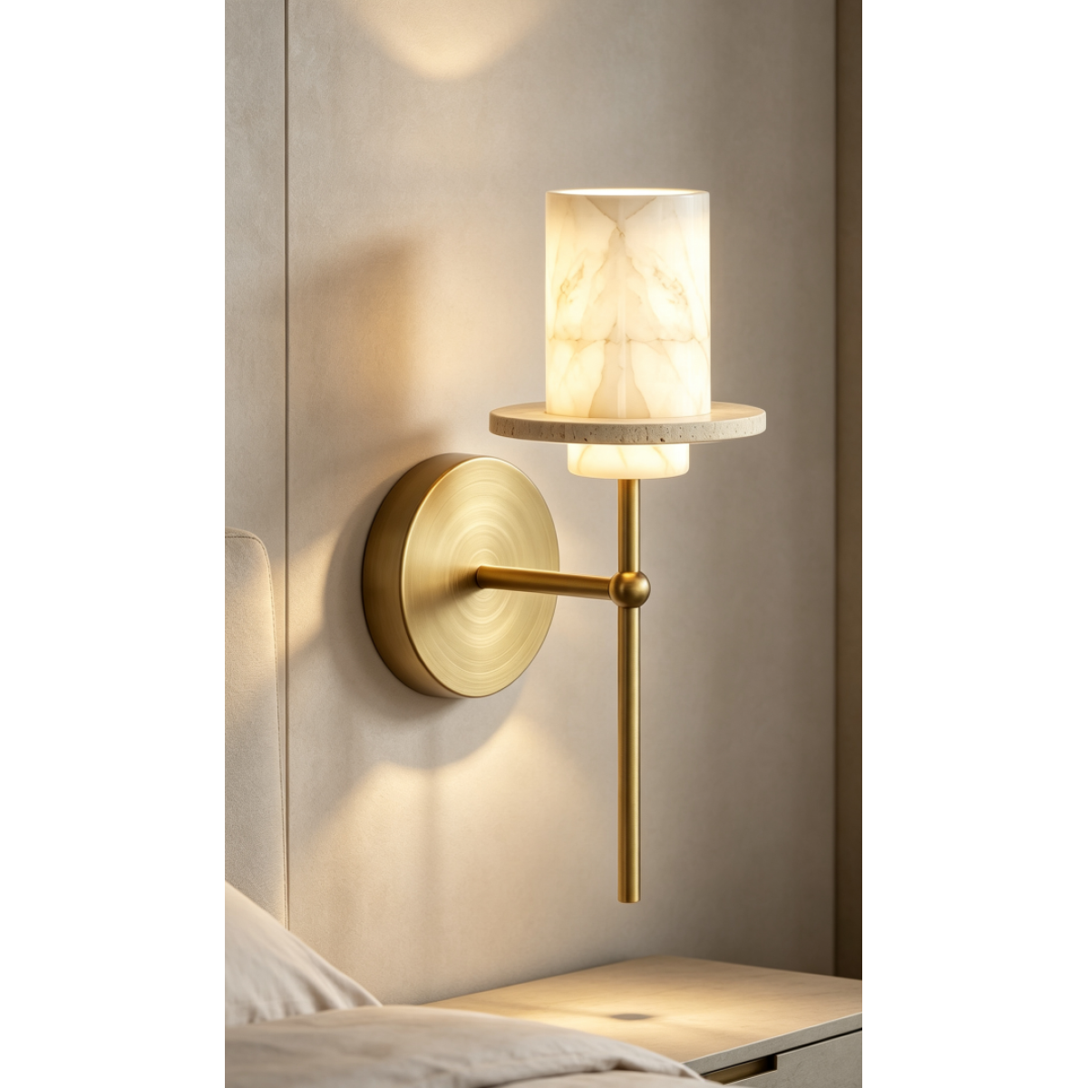 Настенный светильник Delight Collection 26533W Brass / White Alabaster / Travertine