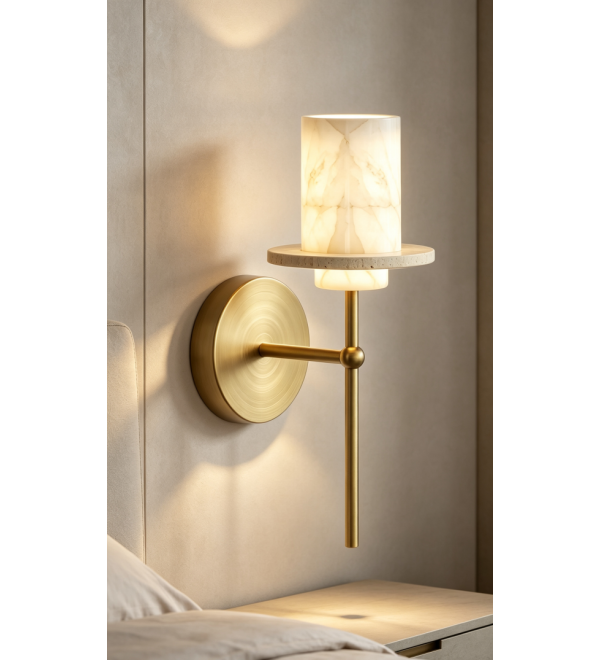 Настенный светильник Delight Collection 26533W Brass / White Alabaster / Travertine
