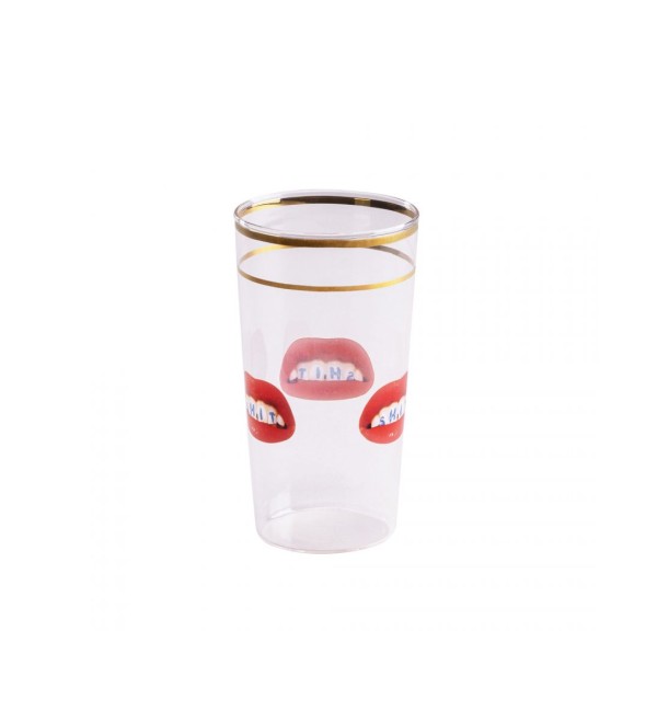 Стакан Seletti Toiletpaper Glass Shit (прозрачный, золотой)