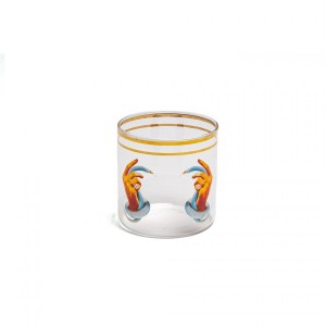 Стакан Seletti Toiletpaper Glass Hands with snakes (прозрачный, золотой, арт. 15981)