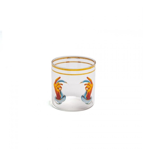 Стакан Seletti Toiletpaper Glass Hands with snakes (прозрачный, золотой, арт. 15981)