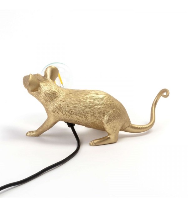 Настольная лампа Seletti Mouse Lamp Lyie Down Gold USB