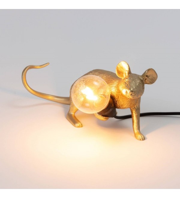 Настольная лампа Seletti Mouse Lamp Lyie Down Gold USB