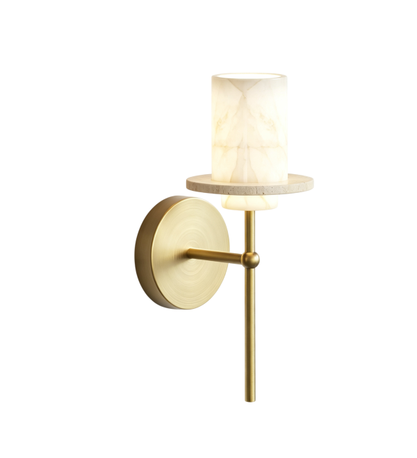 Настенный светильник Delight Collection 26533W Brass / White Alabaster / Travertine