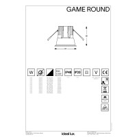 Светильник встраиваемый Ideal Lux Game Trim Round11Вт LED Белый / Золото 3000К 192307