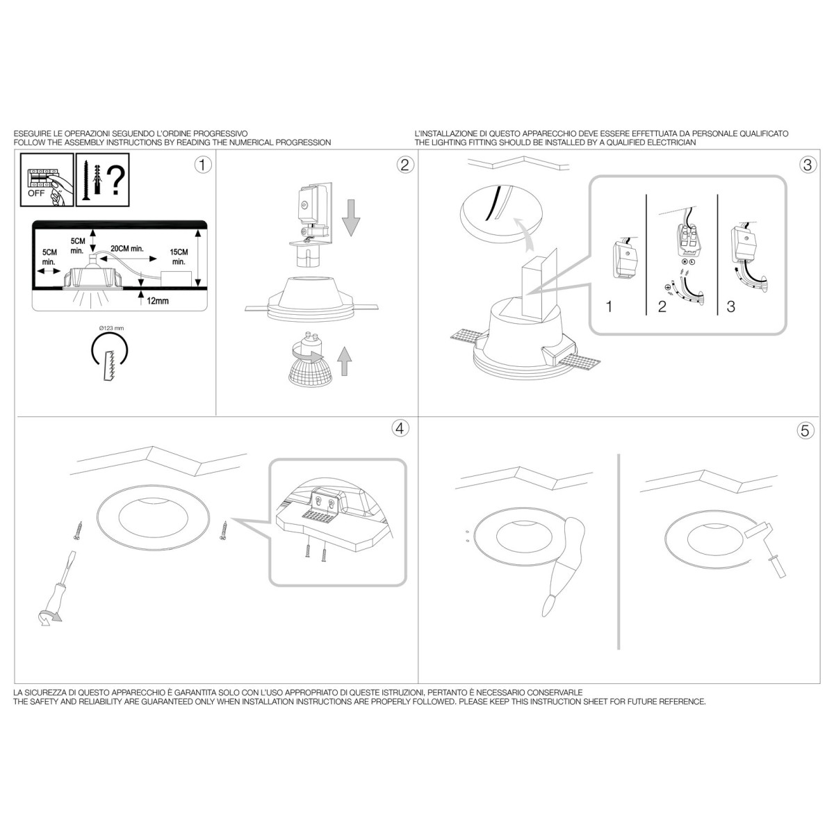 Светильник встраиваемый Ideal Lux Samba FI D90 Round Белый Гипс Не GU10 139012