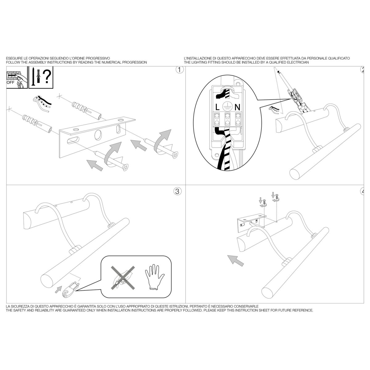 Светильник настенный Ideal Lux Mirror-10 AP4 Хром G9 017303