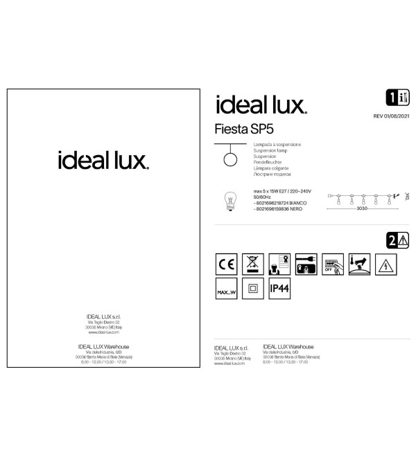 Светильник уличный Ideal Lux Fiesta SP5 Черный E27 159836