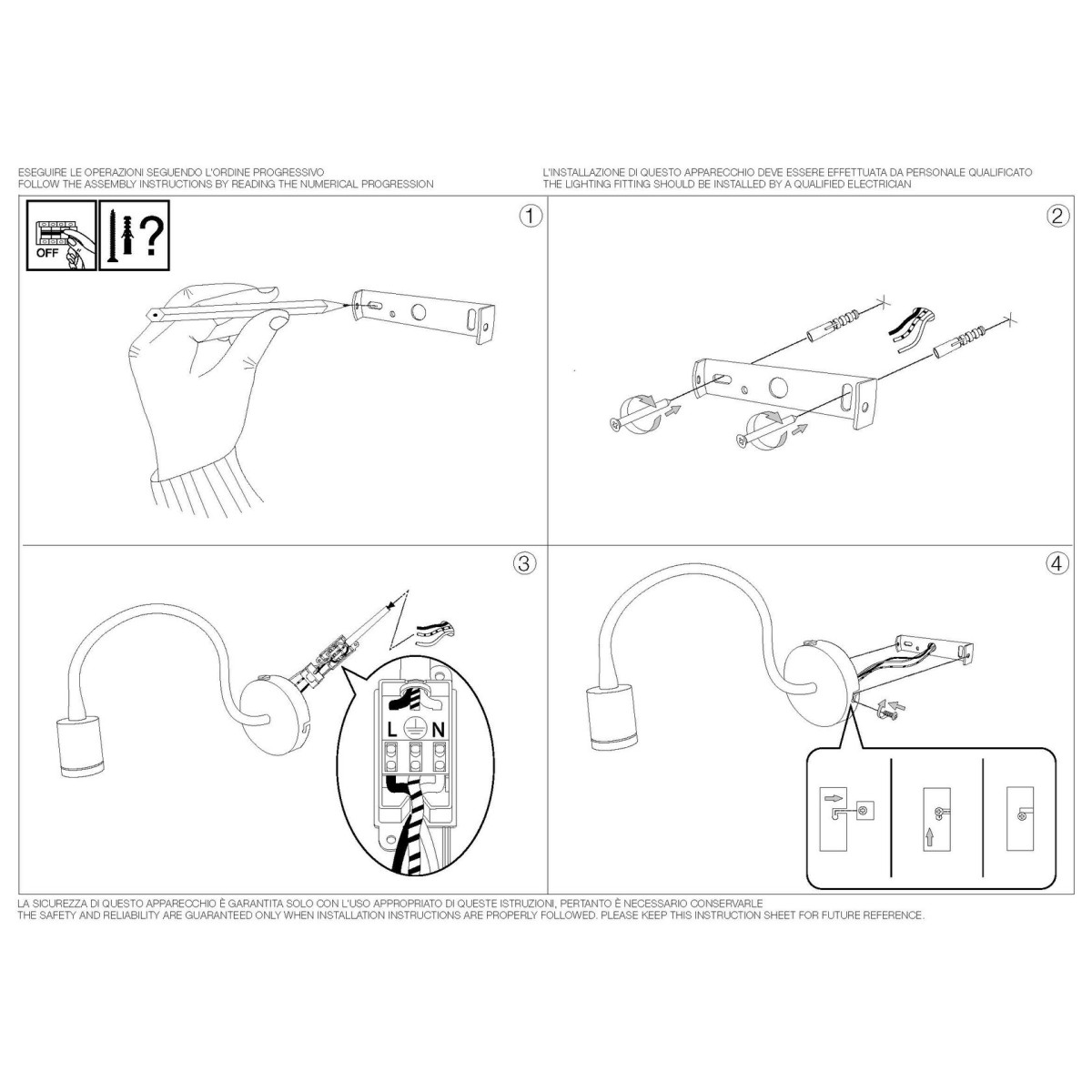 Светильник настенный Ideal Lux Focus-1 AP Черный 3000К LED 097190