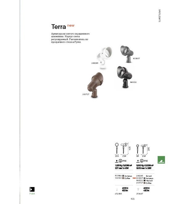 Прожектор уличный грунтовый Ideal Lux Terra PR1 Small Кофе GU10 163727