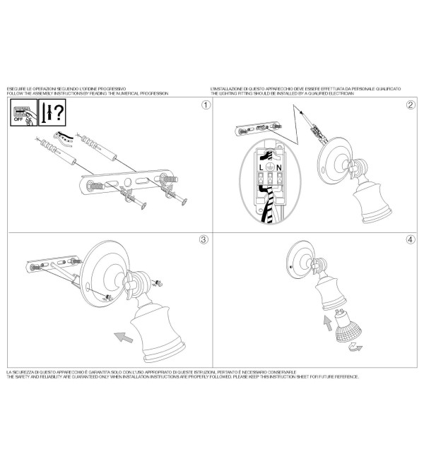 Светильник настенный Ideal Lux Barber AP1 Античная латунь GU10 159997