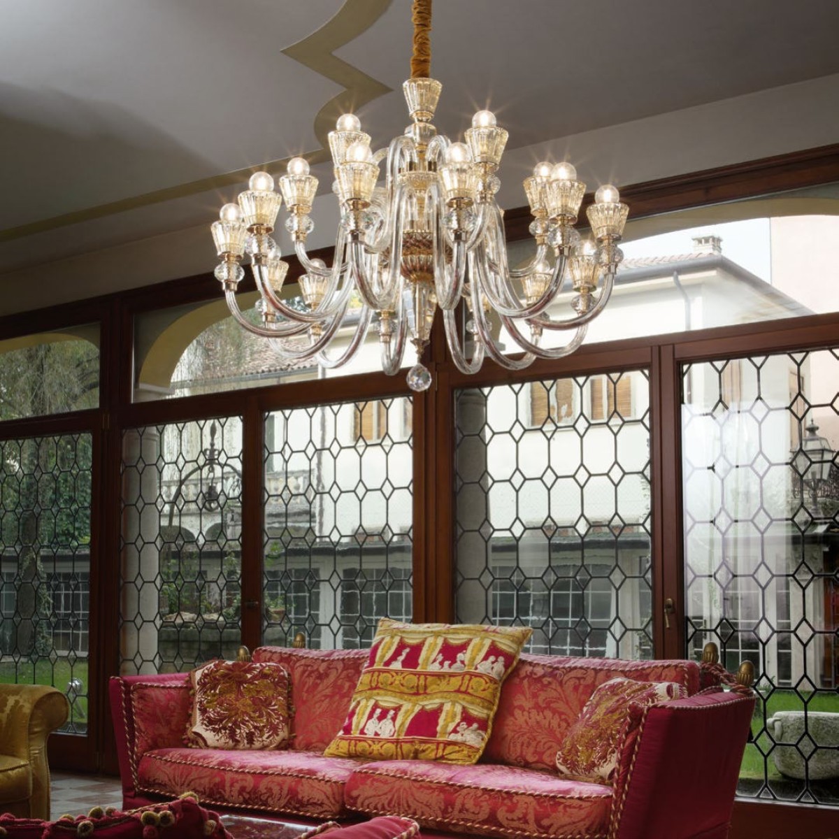 Люстра подвесная Ideal Lux Strauss SP12 Золото E14 140612