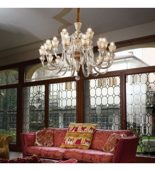 Люстра подвесная Ideal Lux Strauss SP12 Золото E14 140612