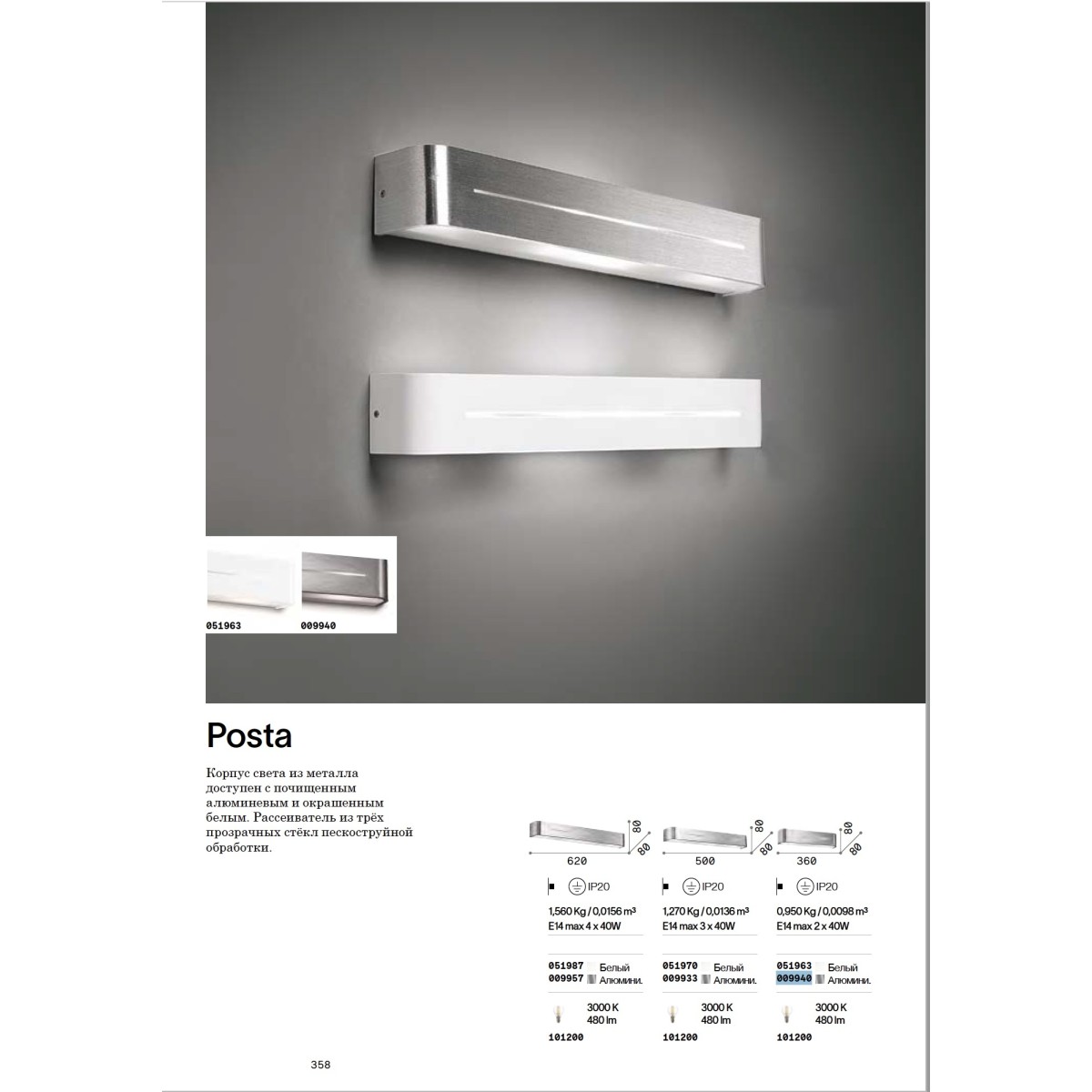 Светильник настенный Ideal Lux Posta AP2 Алюминий E14 009940