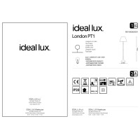 Торшер напольный Ideal Lux London PT1 Хром E27 032382