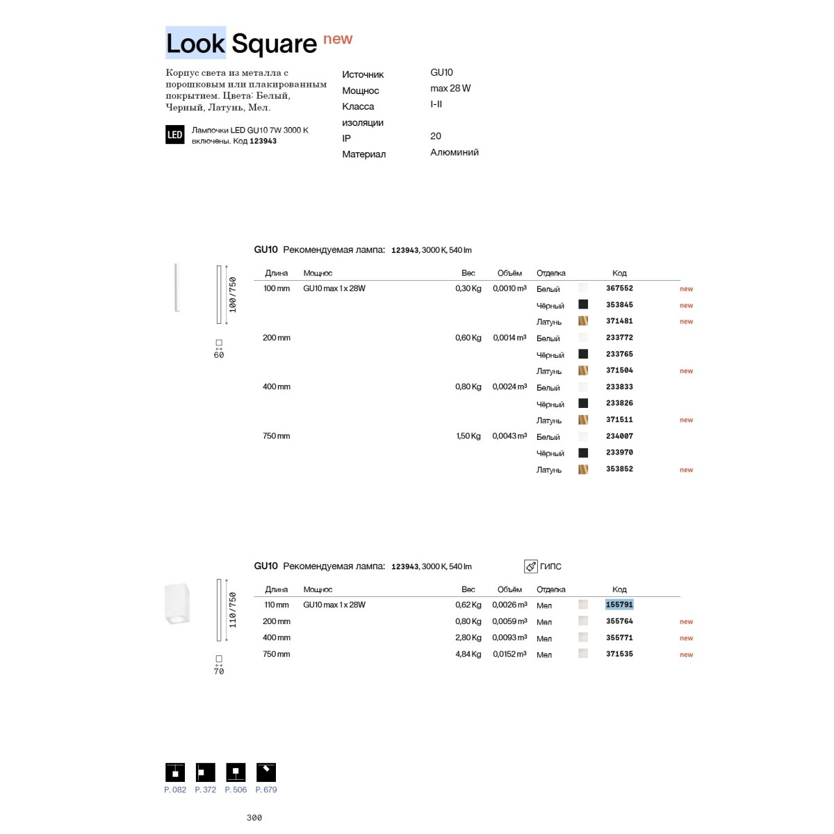 Светильник потолочный Ideal Lux Look PL01 Square D6.0 H010 Белый GU10 367552
