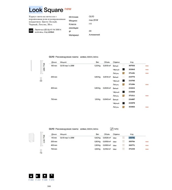 Светильник потолочный Ideal Lux Look PL01 Square D6.0 H010 Белый GU10 367552