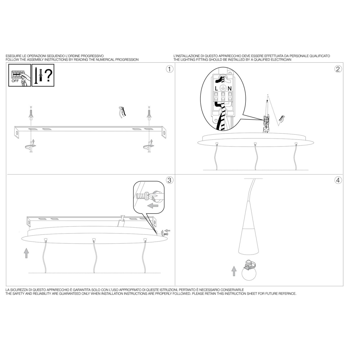 Светильник подвесной Ideal Lux Cono SP3 E14 Белый 112381