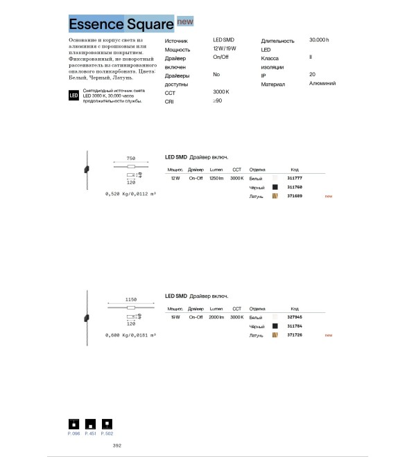 Светильник настенный Ideal Lux Essence AP Square D115 Luce Dir. 3000K Черный 311784