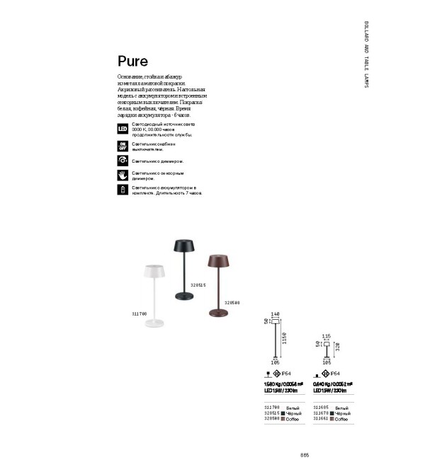 Светильник уличный Ideal Lux Pure TL Белый 3000К LED 311685