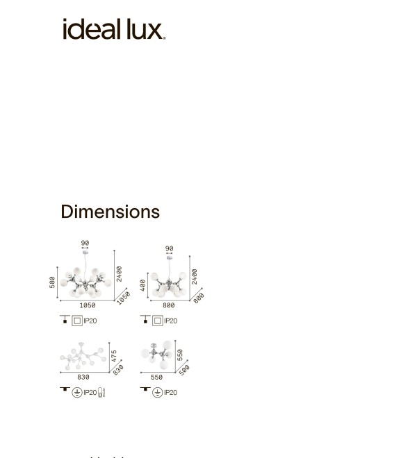Люстра подвесная Ideal Lux Nodi SP15 Хром E14 200491