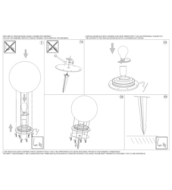 Светильник садово-парковый Ideal Lux Sole PT1 D20 Опал E27 318820